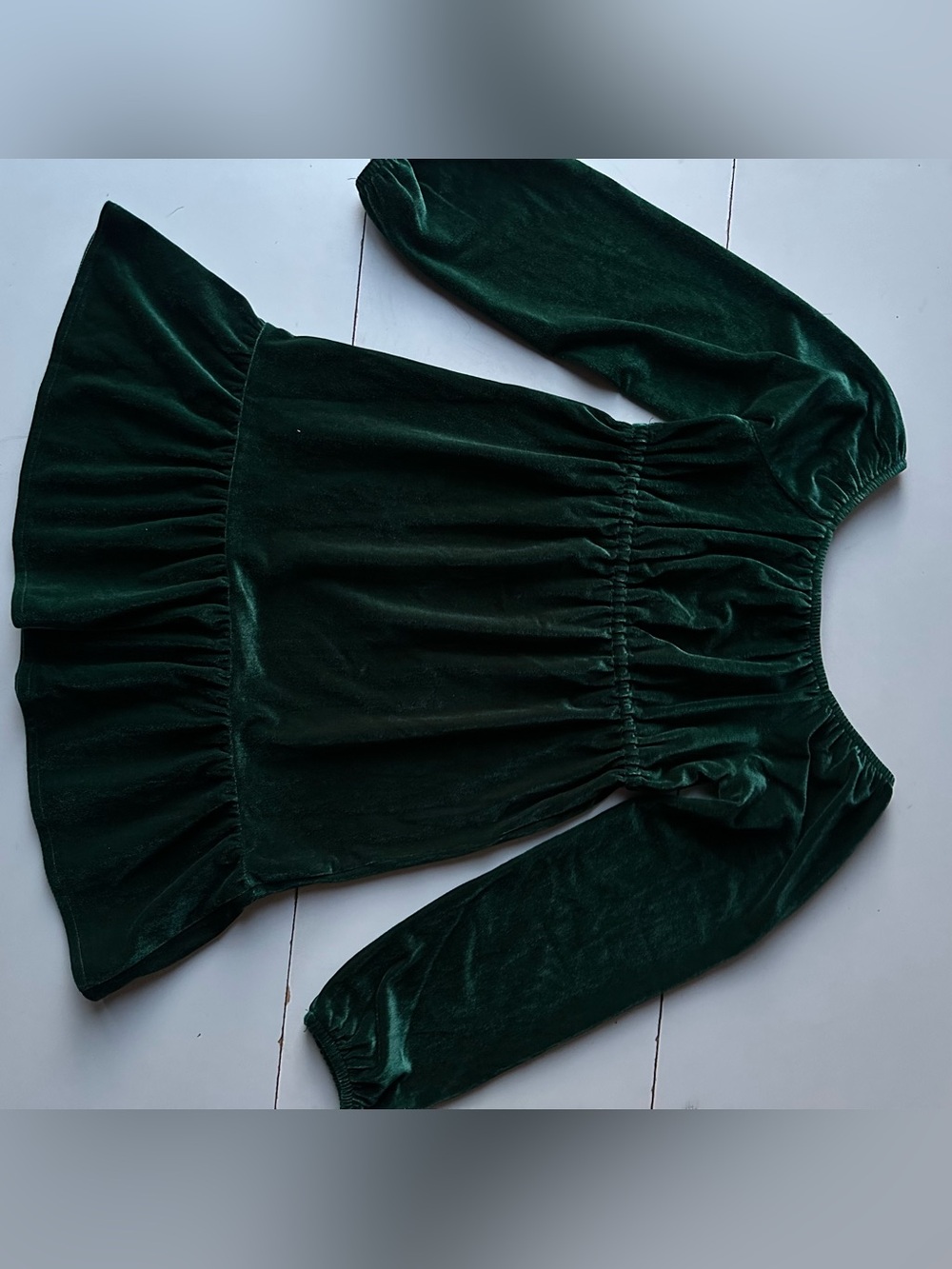 Girls Emerald Green Velvet Dress Size 8 Long Sleeve Holiday Party Peplum NWT